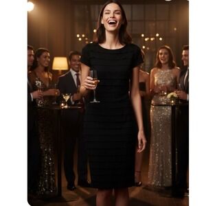 Max Edition Tiered Ruffle Lace Black Long Sleeve Stretchy Bodycon Dress XL